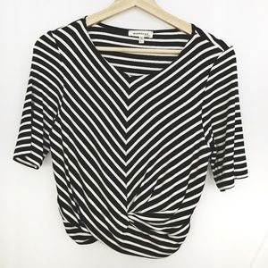 Monteau Black and White Striped Cropped Shirt